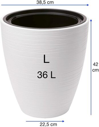 Горщик для квітів MELTOM Blumenkübel – білий, діаметр 42 см, знімний вкладиш, горизонтальні смуги