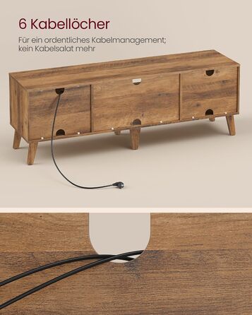 Тумба під телевізор VASAGLE LTV556K01, 147 см, для ТВ до 65 дюймів, колір медовий браун, стиль перехідний