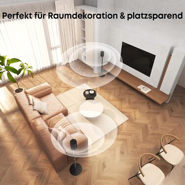 Підставка для колонок Sonos Era 100 та 300, регульована висота (68,2-106,8 см), з інтегрованим кабельним менеджментом, стабільна металева конструкція (5 кг вантажопідйомність), 1 пара (2 шт), чорний