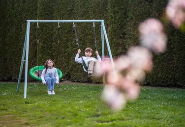 Гойдалка-гніздо для саду HyperMotion Storchennest з А-рамою, 2 місця, 150 кг, зелено-сіра (HYP1)