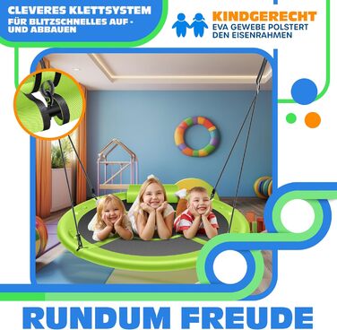 Шоукель KESSER® Tellershaukel Ø 120 см, до 300 кг, з подушкою та 4 ручками, регульована, для дітей та дорослих, зелений