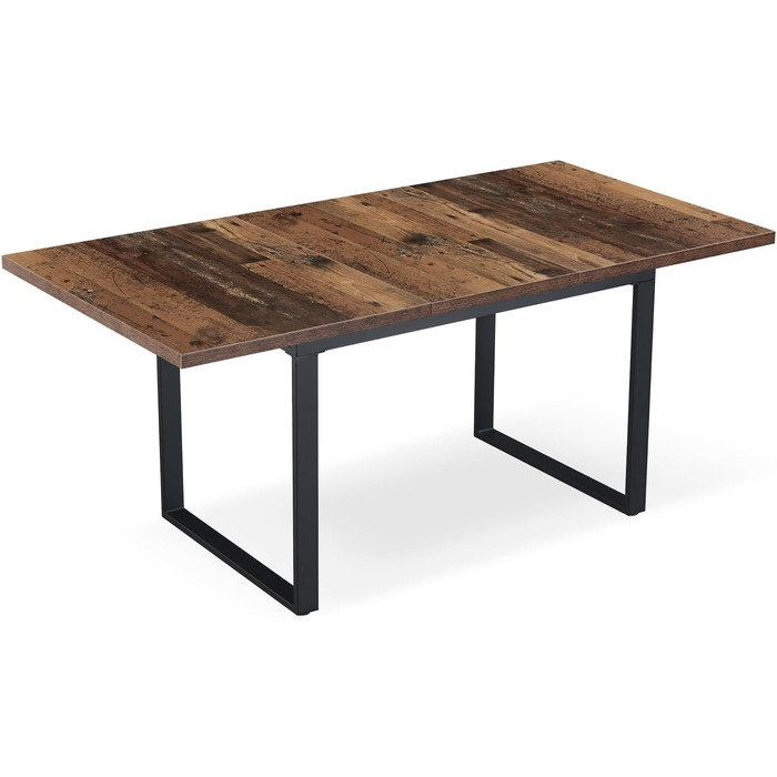Розсувний обідній стіл B&D Home Anna | 120-160 x 80 см | на 4-6 осіб | з масиву дерева Texas-Eiche | чорне металеве підстав'я | для кухні та їдальні | стиль скандинавський, індустріальний