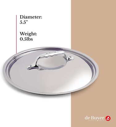 Кришка для каструль De Buyer з нержавіючої сталі з чавунною ручкою, 16 см, срібляста (3709.16N)