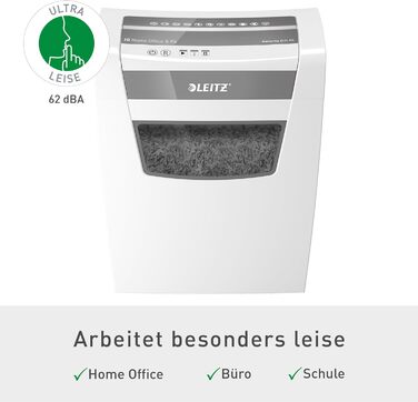 Шредер Leitz IQ Home Aktenvernichter: безпечний, тихий та компактний для дому та офісу, P4, 8 листів, білий