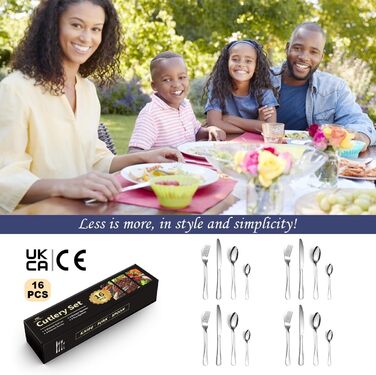 Набір столових приборів Ben & Bel на 6 осіб (24 шт.) з нержавіючої сталі – ніж, виделка, ложка, подарункова коробка, легко миється, придатний для миття в посудомийній машині