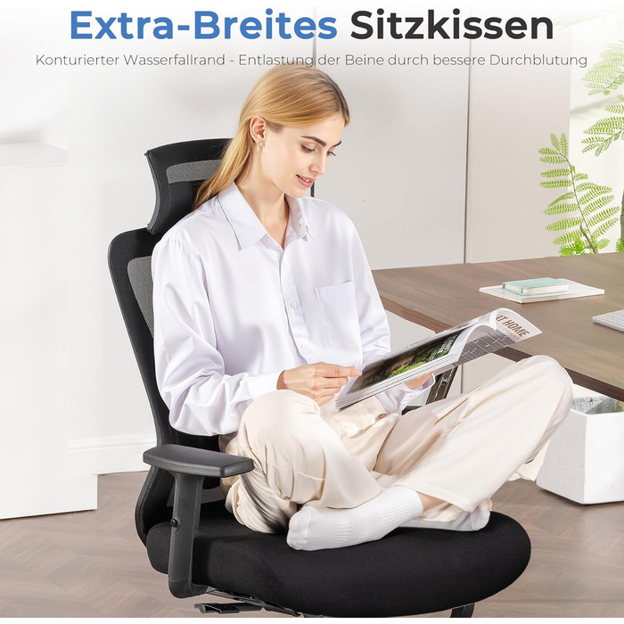 Офісне крісло COMHOMA ергономічне з 3D-підголівником та підтримкою попереку, регульовані підлокітники, функція гойдання