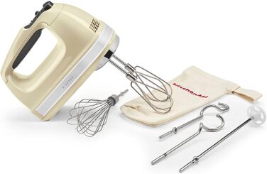 Міксер ручний KitchenAid 9 швидкостей, червоний (кремовий) з LED-дисплеєм та насадками