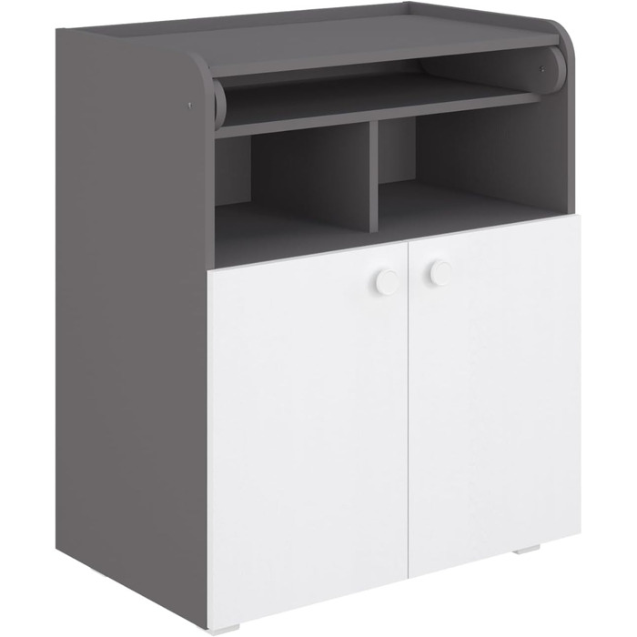 Комод для дитячої кімнати Shefa Wickelkommode 700 Teddy, білий - сучасний комод для немовлят, 47 x 70 x 86 см, білий/сірий