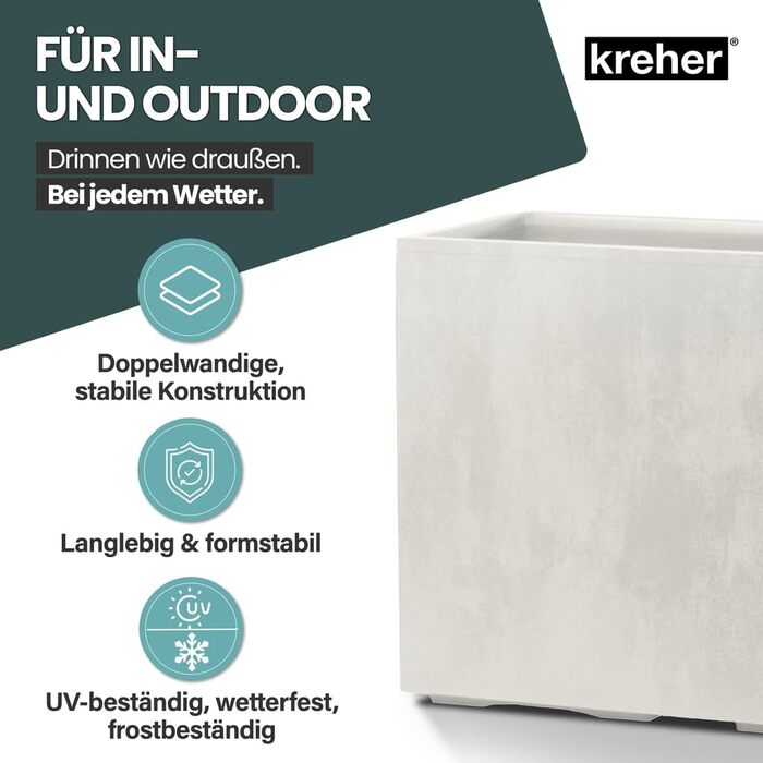 Плантажер Kreher XL Millennium: набір кольорів та форматів. Імітація натурального каменю (коричневий, бежевий, антрацит, сірий). З міцного пластику. XL роздільник простору (прямокутний) кремово-білий