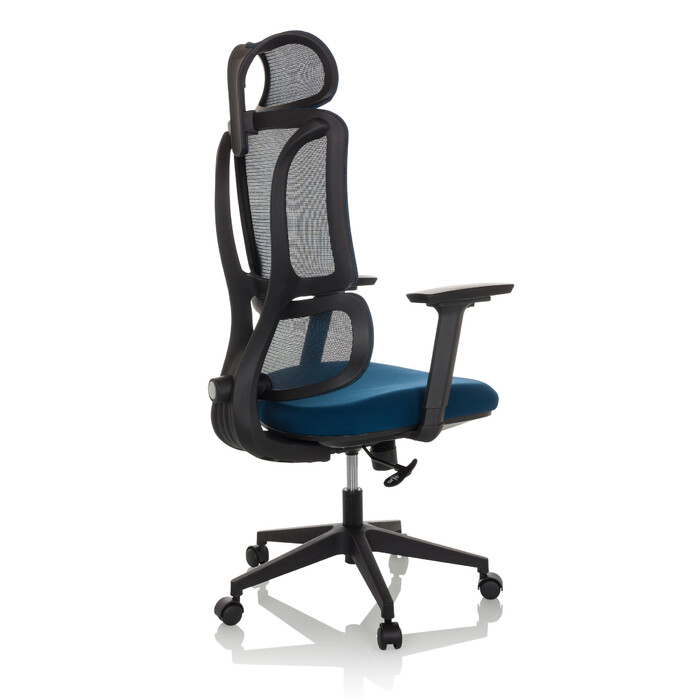 Офісне крісло / Крісло з обертанням ERGOMY, сидіння з тканини / спинка з сітчастої тканини, блакитне, mybuero