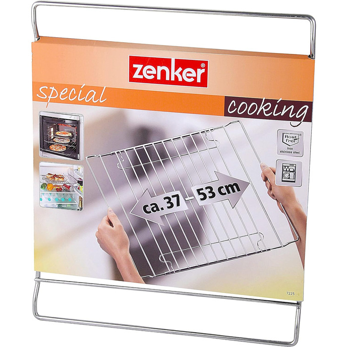 Висувна решітка для духовки Zenker (37-57x32,5 см) SPECIAL COOKING, регульована решітка для духовки, регульована вручну (срібляста)