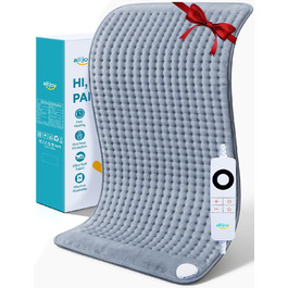 Електричне грілка для спини та тіла ALLJOY 85x45 см з автовимкненням, 6 температурних режимів, сірий колір