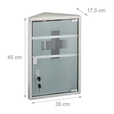 Шафка для медикаментів Relaxdays зі скляними дверцятами