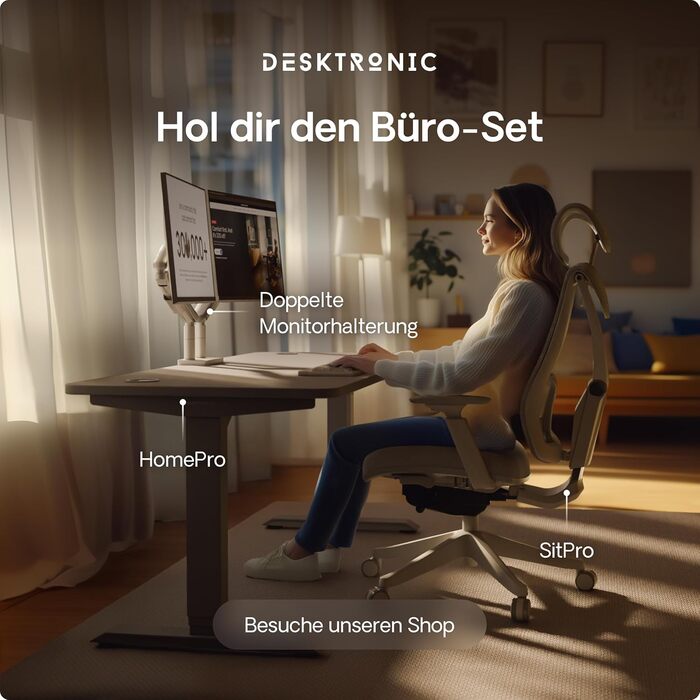 Електричний регульований стіл Desktronic HomePro 140x70 см - сірий