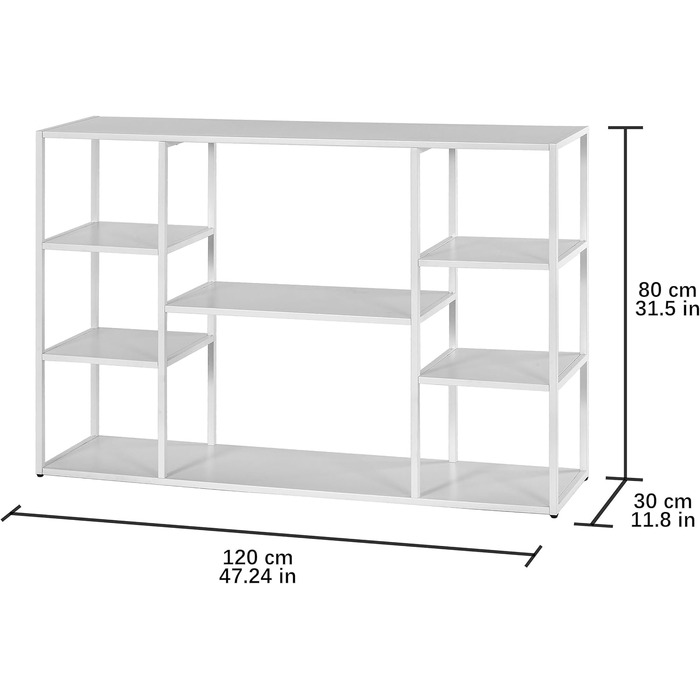 Консольний столик HDANI 120 см з полицями для дому, білий. Розміри: 120 x 30 x 80 см