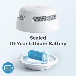 Датчик диму Rauchmelder AEGISLINK S500 (10 шт.): фотоелектричний, 10 років роботи, з тестом та вимкненням звуку, сповіщення про слабкий акумулятор