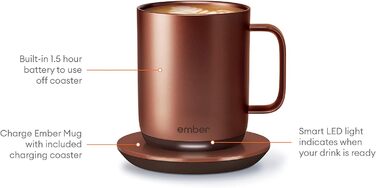 Розумна кружка Ember Temperature Control 2, 295 мл, 1,5 години батарея (мідь)