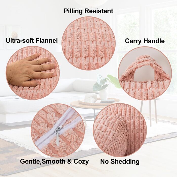 Крісло-мішок Holawakaka для читання та відпочинку з підлокітниками та спинкою, велике, рожеве