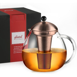 Скляний срібний чайник 1500 мл із ситечком для чаю з нержавіючої сталі 18/8 Боросилікатний скляний чайник Скляний чайник підходить для підігрівача чаю (1500 мл бронзовий чайник типу 7)