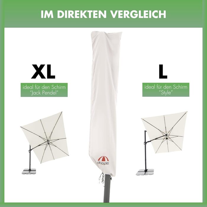 Чохол для садового парасоля Doppler Jack для центрального кріплення | Захисний чохол для парасоля з максимальним діаметром | Стійкий до погодних умов чохол з блискавкою та ручкою (400 см)