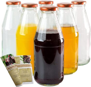 Набір з 20 пляшок для соку gouveo об'ємом 500 мл з кришкою, що загвинчується-маленька скляна пляшка об'ємом 0,5 л з кришкою TO43-порожня пляшка для наповнення кухні та будинку (06 шт., бронзовий колір)