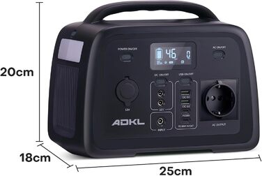 Портативна електростанція Powerbank 320Wh з акумулятором LiFePO4, 300W, сонячний генератор з виходом 300W AC/PD 60W USB-C, для кемпінгу, подорожей, надзвичайних ситуацій