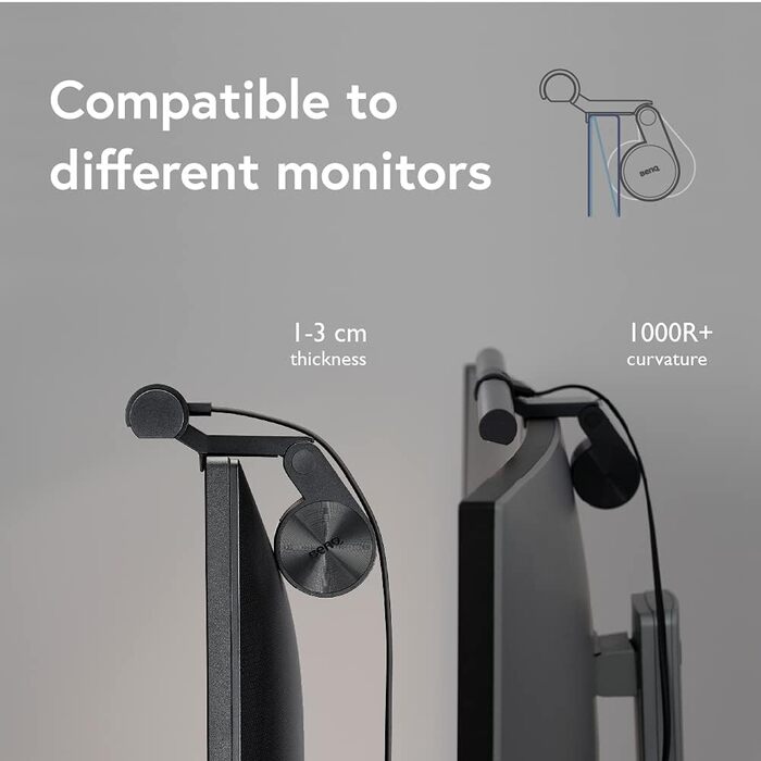 BenQ ScreenBar - LED лампа для монітора з регулюванням кольору та автоматичним затемненням, захист очей, USB зарядка, офісна лампа