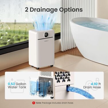 Електричний осушувач повітря CHIVALZ 12л/24г для приміщень до 120м³ (30м²), 3 режими роботи, таймер 24г, автоматична відтавлювання (білий)