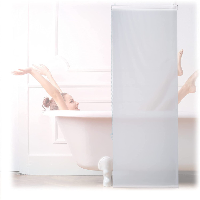 Шторка для душу Relaxdays, шторка для душу і ванни, стеля і вікна, водостійка шторка для ванної, Біла, ПВХ, алюмінієва, Пластикова (60x240 см)