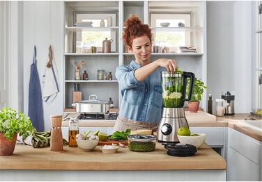 Високопродуктивний блендер WMF Kult Pro з двигуном 25 000 об/хв, 1400 Вт, скляний глечик 1.8 л, функція приготування смузі, подрібнення льоду та інтервальний режим