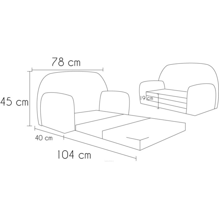 Дитячий розкладний диван FORTISLINE Mini 2в1, 40x78x45 см, знімний чохол, поролон, мотив Кошеня