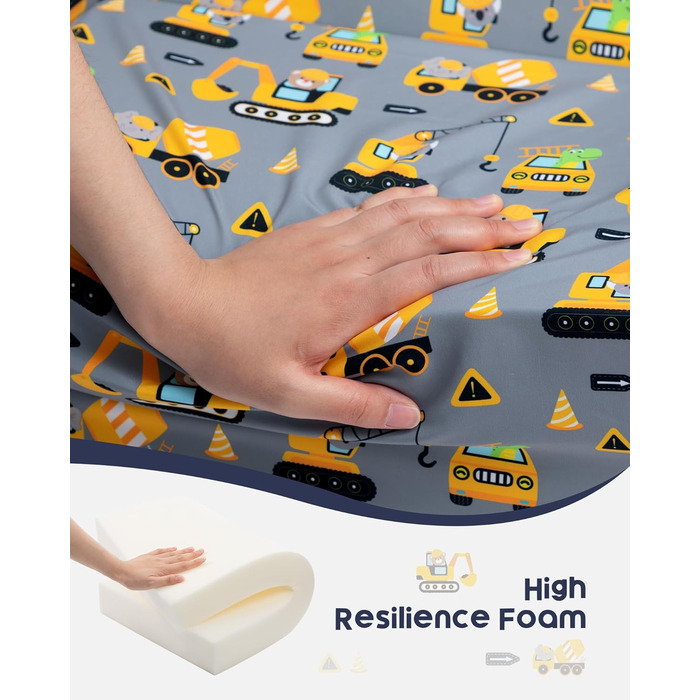 Дитяче диван-ліжко BEJOY 2 в 1: диванчик та крісло, Sherpa, сірий з машинками для дитячої кімнати, подарунок