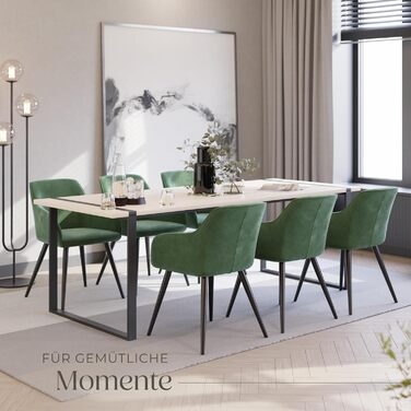 Тектайк® сучасне крісло для їдальні з підлокітниками, сидіння з велюру, крісло з підлокітниками, крісло для вітальні, оббитий офісний стіл, стілець для туалетного столика - коричневий/чорний (набір 6 шт., темно-зелений чорний)