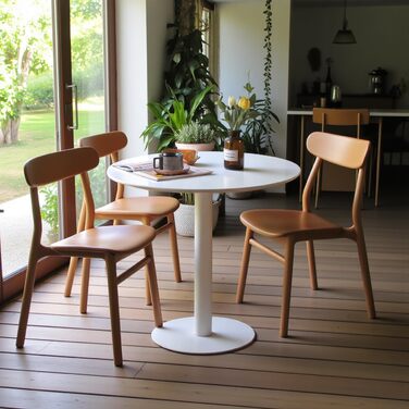 Круглий обідній стіл для кухні, вітальні, балкону - 70x70 см, білий