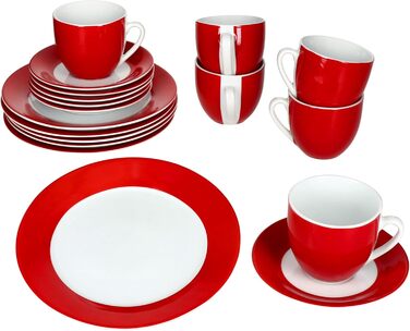 MamboCat Кавовий сервіс на 18 персон: 6 чашок (200 мл), 6 блюдець, 6 тарілок | Кольоровий фарфоровий посуд для кави та сніданку