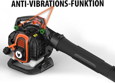 ФУКСТЕК Профі Бензиновий Листозбір/Подрібнювач FX-LBS126P – Листодув та подрібнювач з насадкою для видування, всмоктуючим шлангом та мішком для збору листя 60л – Анти-вібраційна функція – Швидкість повітря 62,7 м/с