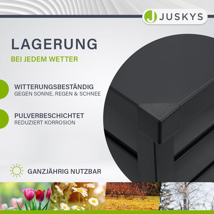 Ящик для зберігання вуличний Juskys Metall Limani 380л, водонепроникний, з замком, антрацит - для саду, подушок, меблів