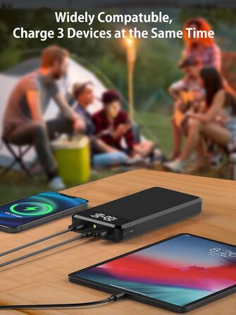 Дисплей, ліхтарик, QC 22.5W & PD20W, 3 входи/виходи, USB C, чорний, 52800mAh, LED