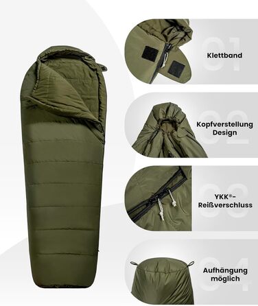 Спальний мішок OneTigris Outdoor Small Pack Розмір 3 сезони 8 C -15 C Спальний мішок для мумій Надлегкий компактний для кемпінгу, подорожей, походів (210 см x 84 см)