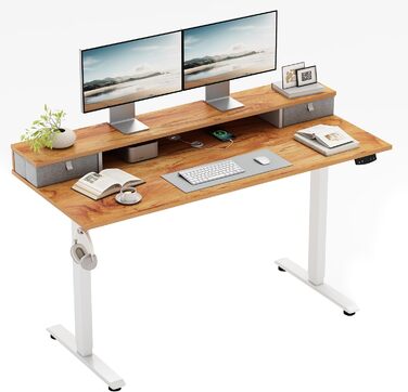 Регульований за висотою стіл Klicelor з двома ящиками, електричний, для офісу, 140 x 60 см