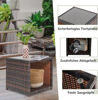 GIANTEX Набір садово-розслаблюючих меблів з ротангу для балкону/саду (2 крісла з пуфами), сірі подушки