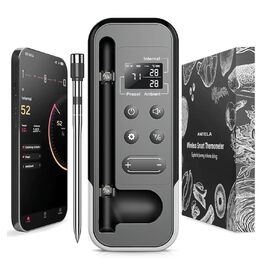 Бездротовий термометр для м'яса ANTELA з Bluetooth 200M, LCD дисплеєм, сигналом та APP, для приготування на грилі, BBQ та в духовці