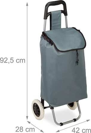 Візок для покупок Relaxday складний, знімна сумка 28 л, візок для покупок з коліщатками HxBxT 92,5 x 42 x 28 см, (сірий)