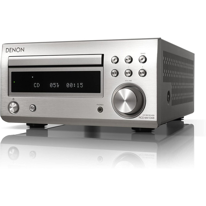 Система Denon D-M41DAB Mini, CD, Bluetooth, FM/DAB, 2x30 Вт, сріблястий/чорний