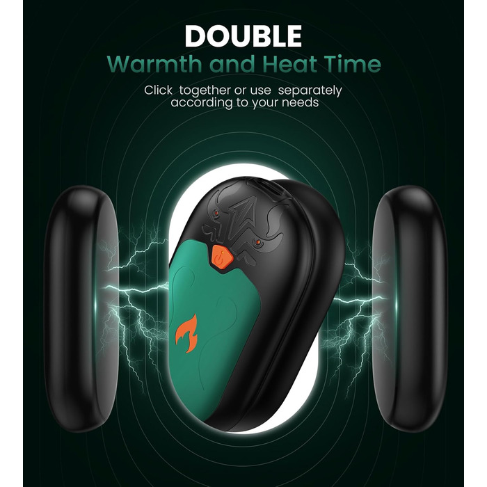 Електричні грілки для рук, 2 шт., перезаряджувані, 24 години тепла, 3 режими нагріву, для жінок та чоловіків (зелені)