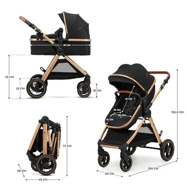 Дитяча коляска Kinderkraft ESME 3-в-1: комплект, до 22 кг, автокрісло I-size, чорна