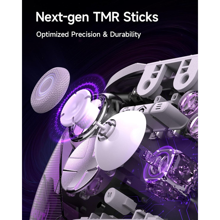 Контролер EasySMX D10 для ПК з підстанцією зарядки, бездротовий контролер з джойстиком TMR та 2-в-1 тригером, 1000Hz polling контролер з RGB підсвічуванням для ПК/Switch/телефону (фіолетовий)