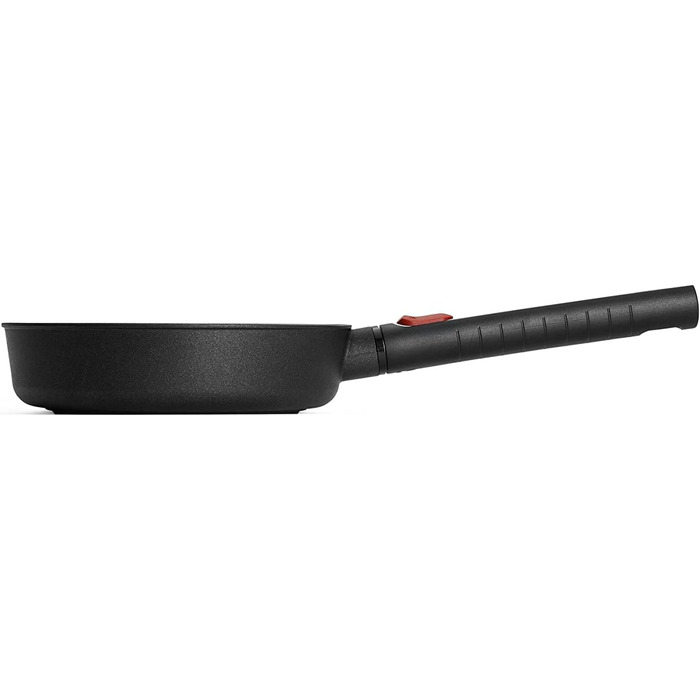 Чавунна плоска сковорода - індуктивна -, зі знімною ручкою - Підходить для всіх типів плит, без PFAS, литий алюміній, безпечна для духовки, чорна (Ø 20 см, висота 5 см)