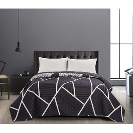 Декороване покривало 40980 см 240x260 см графітове біле покривало для ліжка двостороннє стьобана ковдра з геометричним малюнком сірий сталевий антрацит для дому (220 x 240)