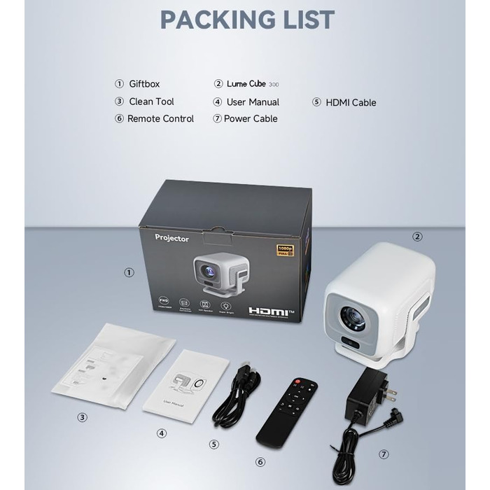 Проектор LYNCAST HY300 Pro: портативний, з Wi-Fi, Bluetooth, Android 11, 1080P/4K, поворотний 180°, для дому та на вулиці